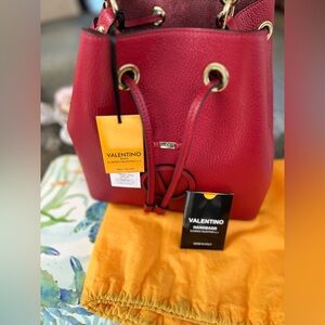 Mario Valentino Leather Bucket Bag